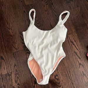 NWT JCrew bathing suit Scrunchie classic scoopneck one-piece in white size 12